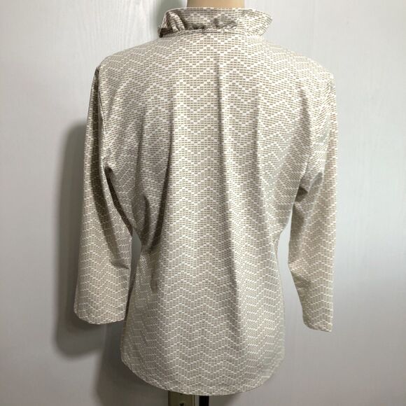 J. McLaughlin Durham Catalina Cloth Womens XL Beige Ruffle V-Neck 3/4 Sleeve Top - Picture 5 of 10